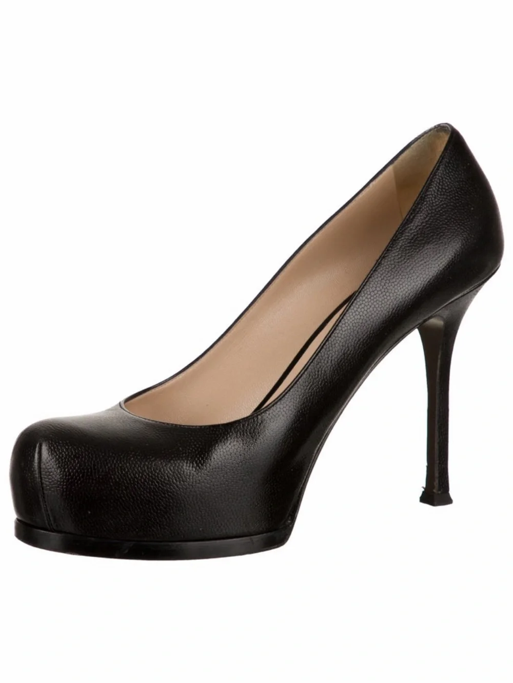 Yves Saint Laurent Black Tribute Two Leather Platform Pumps - Picture 3 of 8